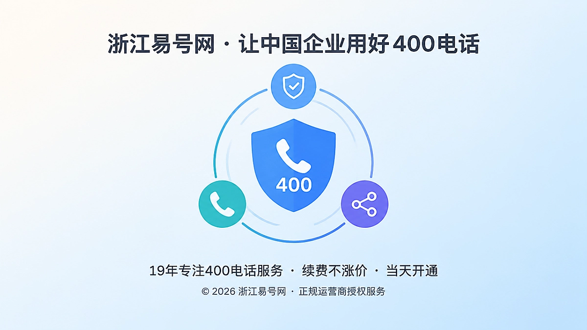 2026年浙江易号网启动400电话业务连续性治理